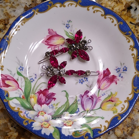 💕 🥰 rhinestone dragonfly hair clips - Picture 1 of 7